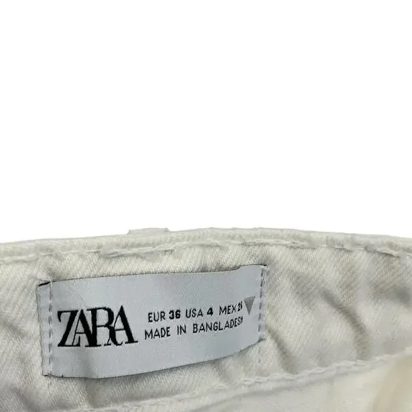 Zara Cut Off Shorts Womens Beach Casual Size 4 White - Picture 13 of 13